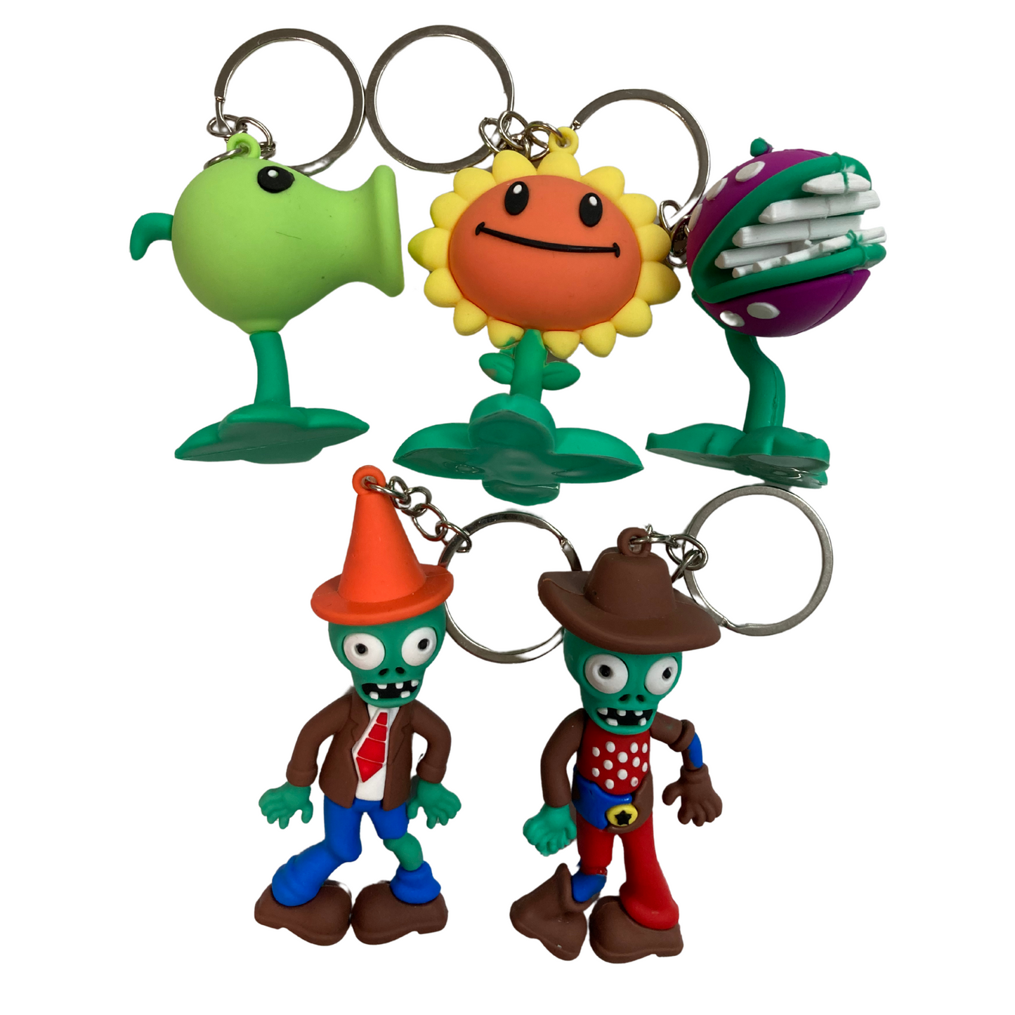 3D Plants vs Zombie PVZ Sunflower, Chomper, Peashooter, Zombie Keychain